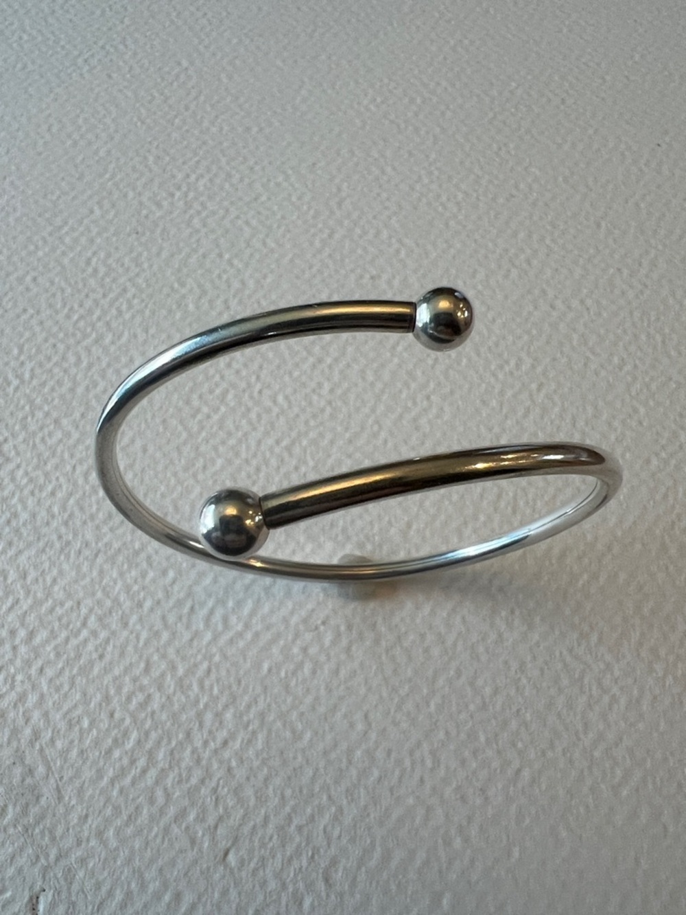 Sterling Silver Open Cuff Bracelet - Minimal Ball-End Design RCI